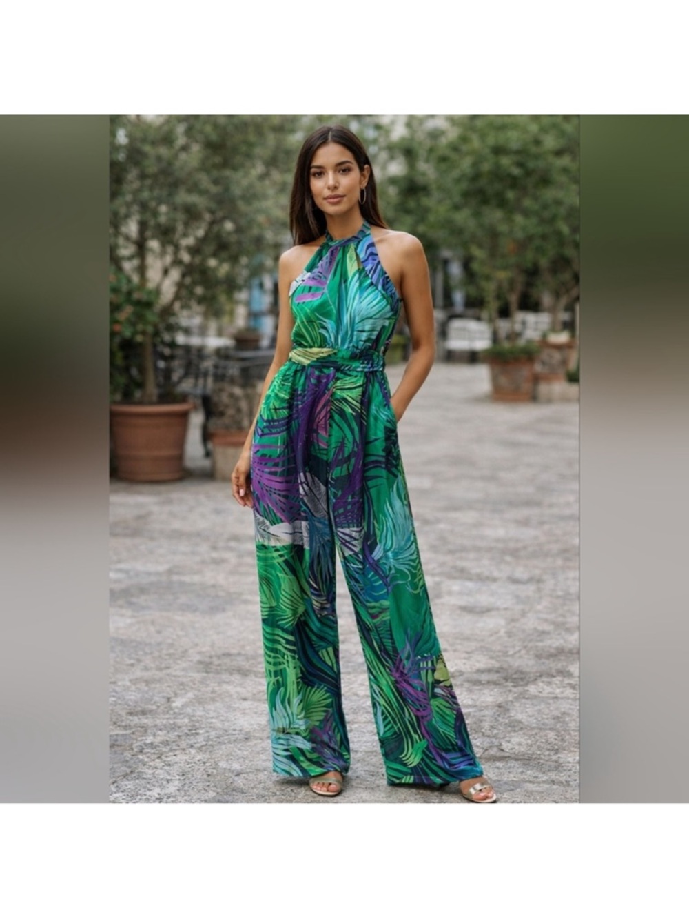 Zara Tropical Halter Jumpsuit